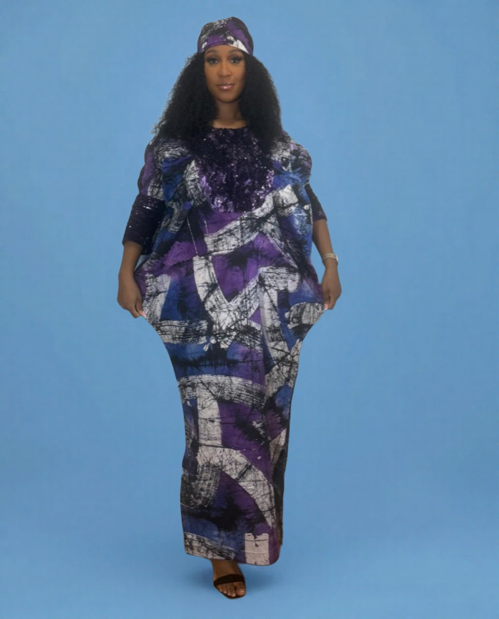 Indigo Cowl Dress