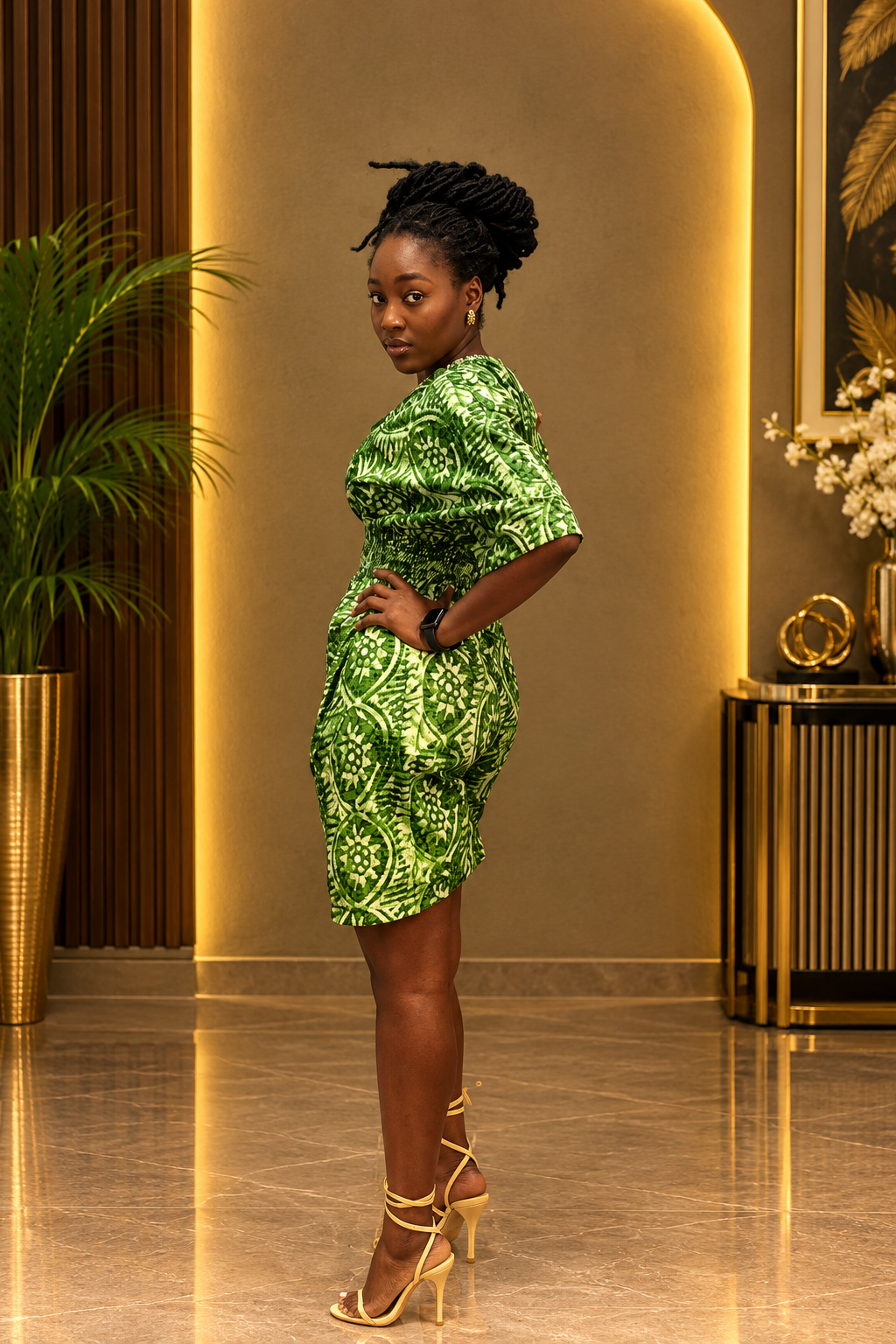 Zola Green African Print Smocked Romper