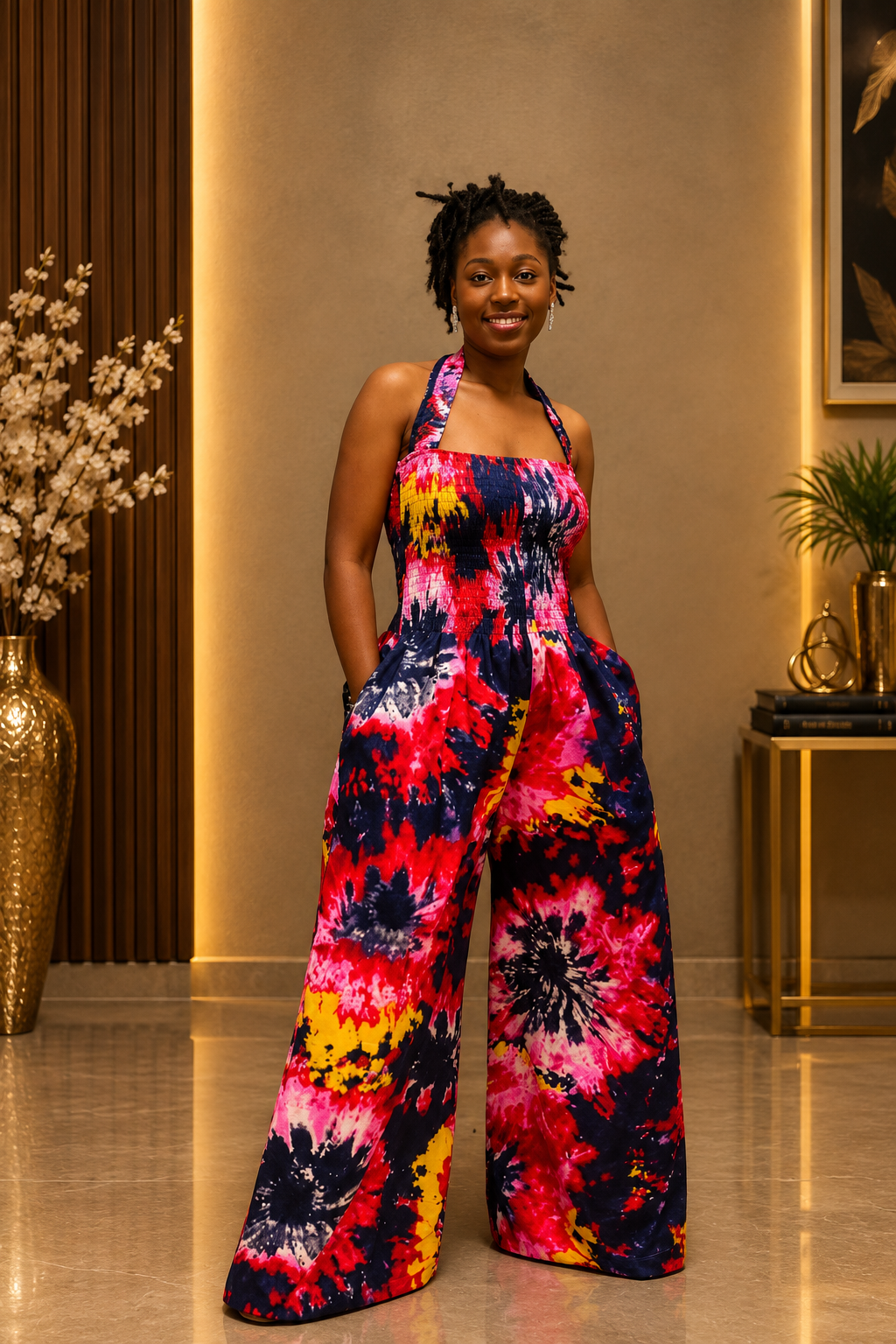 Zuri Vibrant Print Wide-Leg Jumpsuit