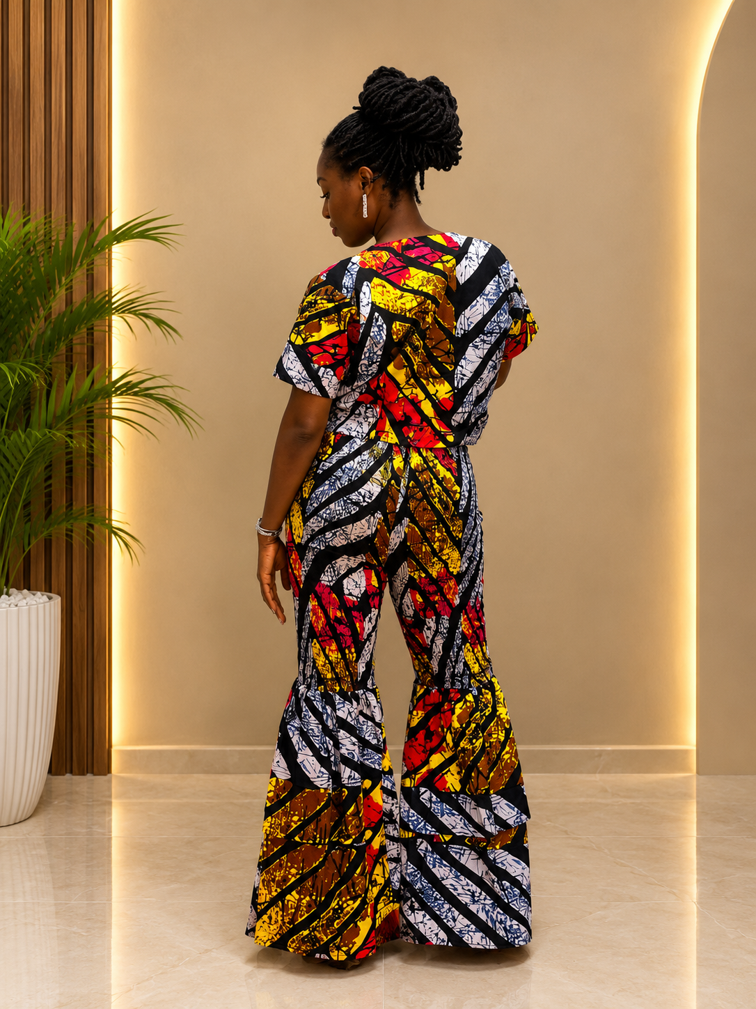 Kira Vibrant African Print Wide-Leg Two-Piece Set