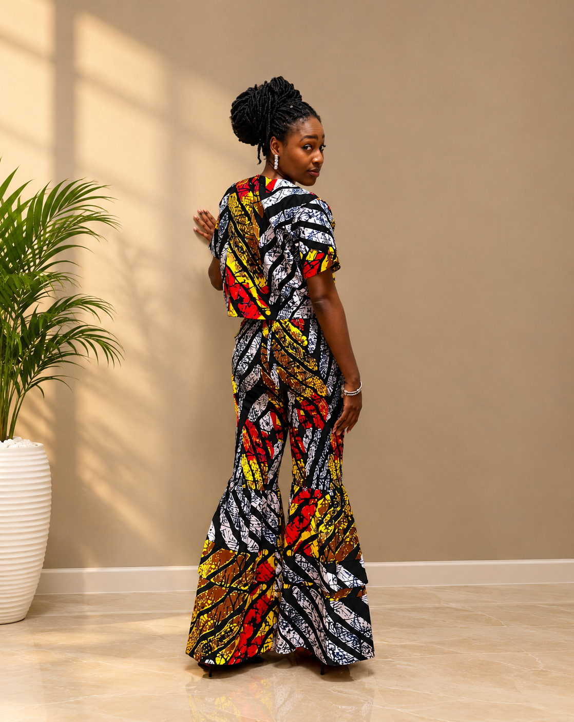 Kira Vibrant African Print Wide-Leg Two-Piece Set
