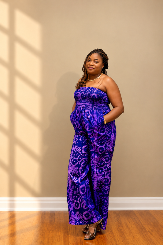 Amethyst Purple Strapless Wide-Leg Jumpsuit
