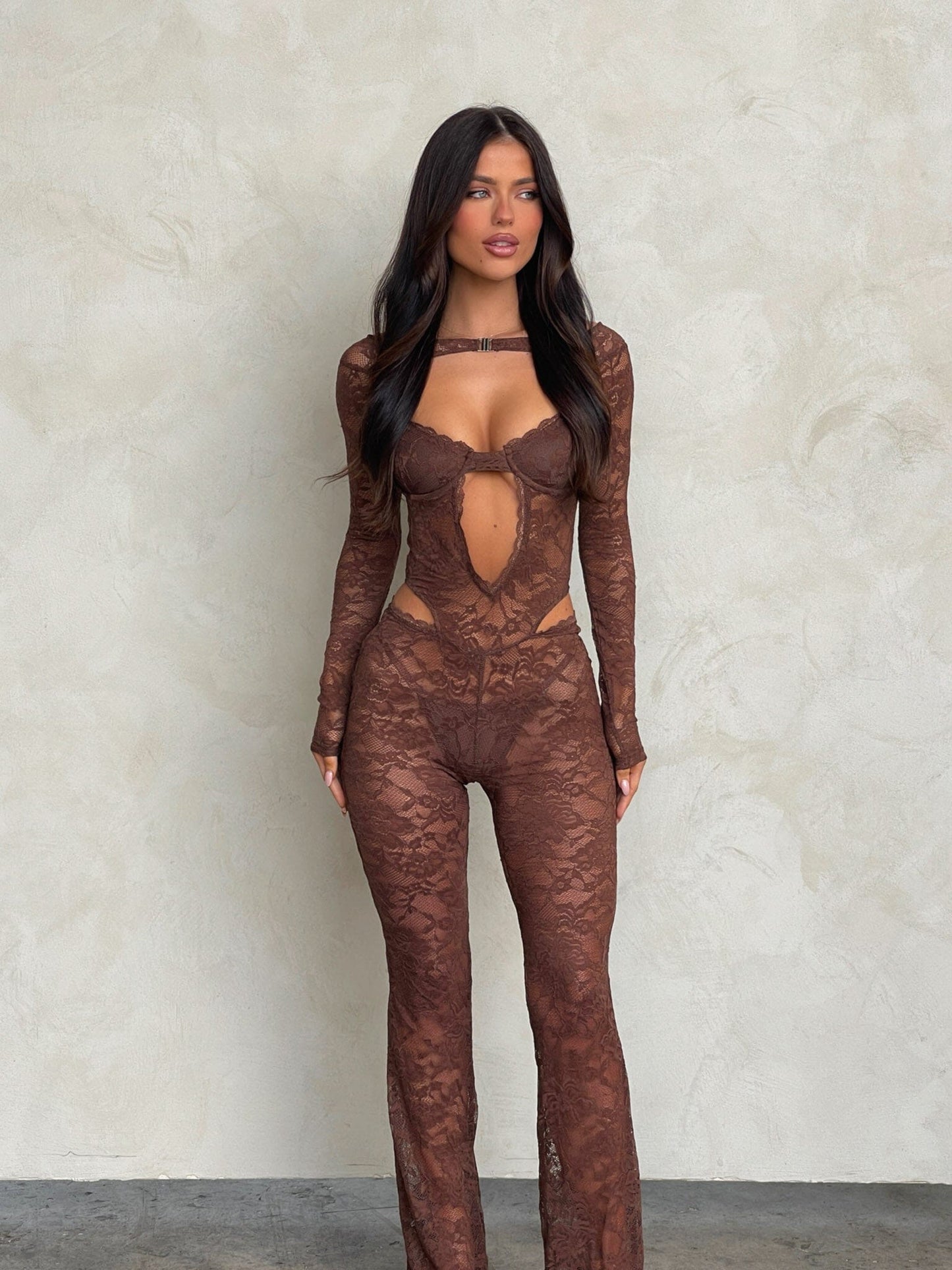 EVERLY JUMPSUIT DARK CHOCOLATE BROWN