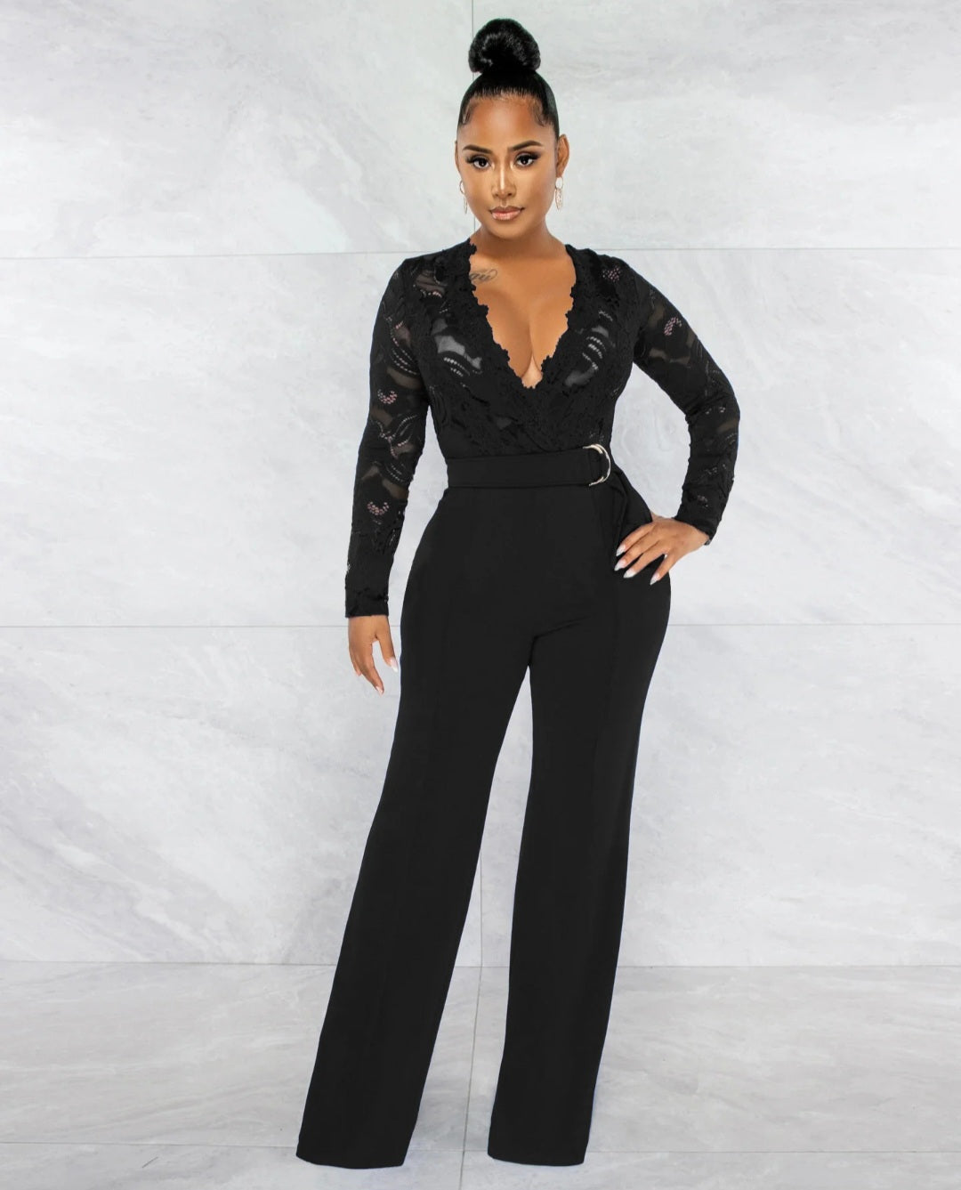 Sexy long sleeve sequin jumpsuit