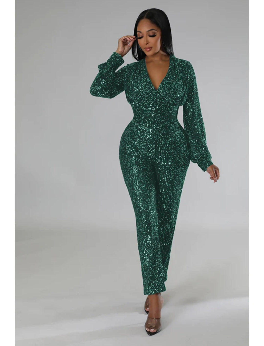 Long sleeve sequin jumpsuit