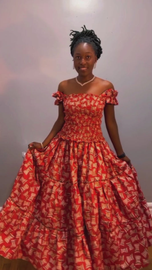 Amara Red Off-Shoulder Maxi Dress